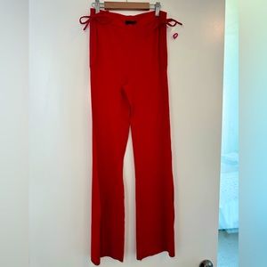 h:ours - Meghan Ruched Knit Pant w Slit in Cherry Red - Small